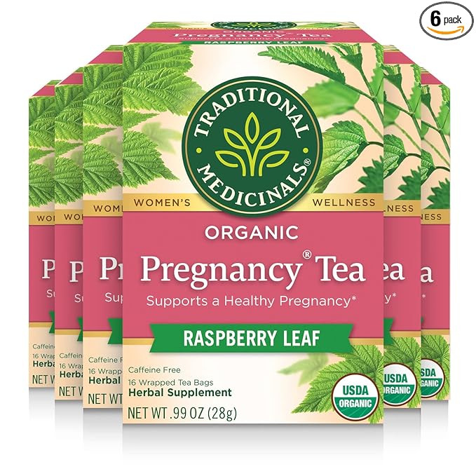 Traditional Medicinals Tea, Organic Pregnancy Tea, Supports a Healthy Pregnancy, Raspberry Leaf, 96 Tea Bags (6 Pack)
