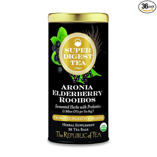 The Republic of Tea Organic Aronia Elderberry Rooibos SuperDigest Tea® | Probiotic Tea Bags (36 count)