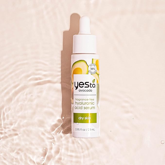 Yes To Avocado Fragrance-Free Hyaluronic Acid Serum, Deeply Nourishing Formula Helps Attract & Infuse Dry, Parched Skin With Moisture & Omega-3 Fatty Acids, Natural, Vegan & Cruelty Free, 0.95 Fl Oz