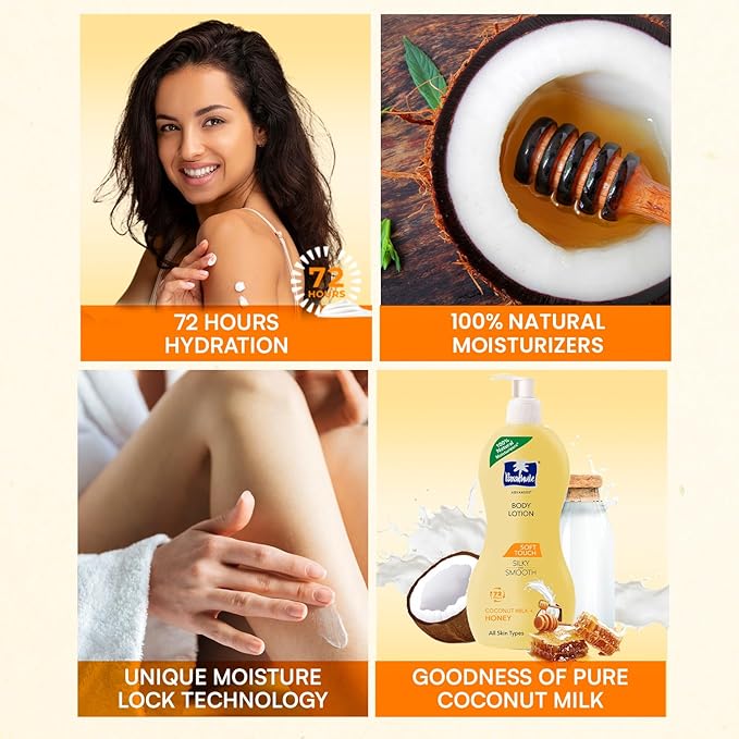 Parachute Advansed Soft Touch Body Lotion with Pure Coconut Milk & Honey |For Women & Men | All Skin types | 100% Natural, 72h Moisturisation | 13.5 Fl.oz. (Pack of 2)
