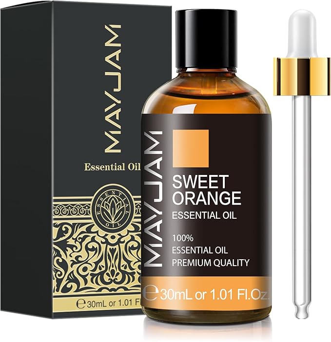 Sweet Orange Essential Oil 30ML/ 1.01FL.OZ, MAYJAM Pure Aromatherapy Sweet Orange Oil for Massage, Diffuser, Soap Making, Long Lasting Scents