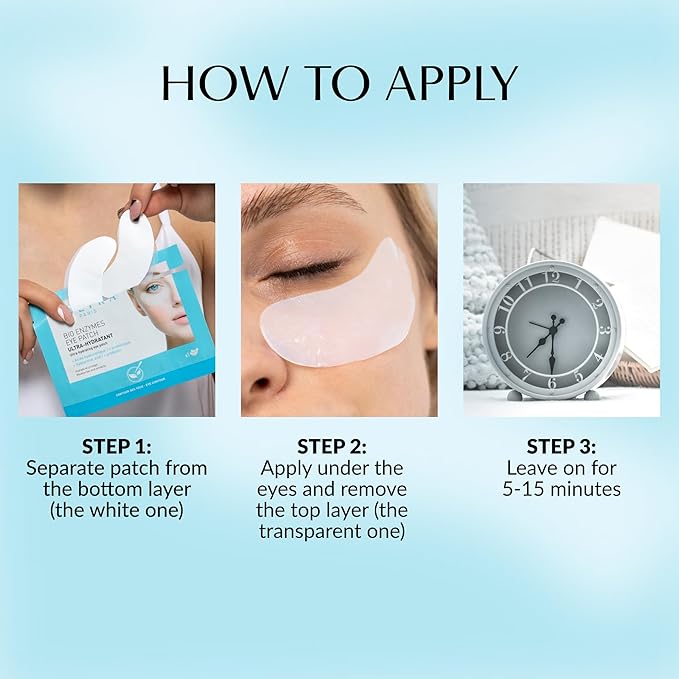 Talika Bio Enzymes Eye Patch - Instant Ultra-Moisturising Under Eye Patches for Adults - Eye Mask For Dark Circles Tired Eyes & Puffiness - Single Pair Under Eye Mask