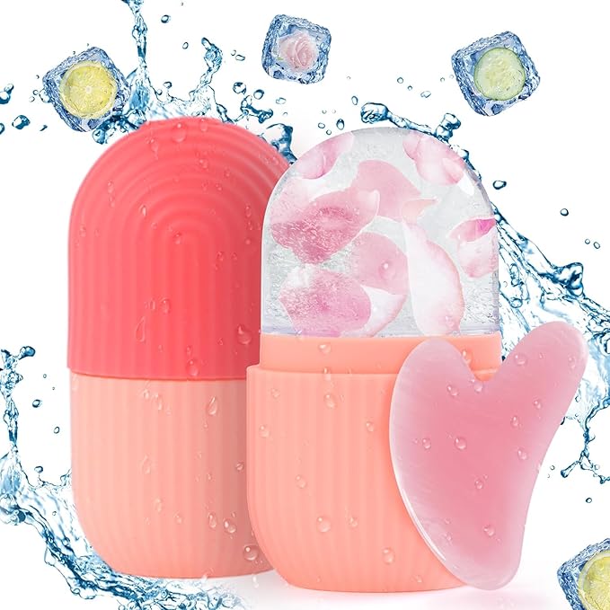 Ice Facial Roller Ice Massage Cup for Face Eye Cold Massage (Pink)