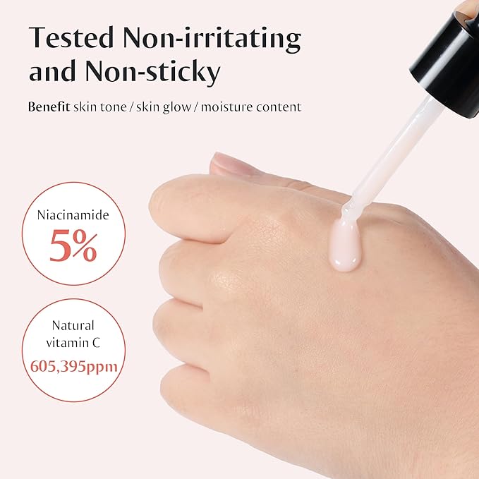 [Redence] 5% Niacinamide & 605,395ppm Natural Vitamin C Tone & Spot Serum for glow & Hydration - Gentle, Non-Sticky for Sensitive Skin, 1 fl Oz