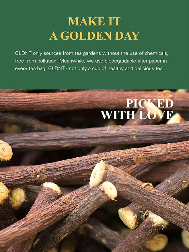 GLDNT Organic Licorice Root Tea Bags, Premium Natural Organic Licorice Tea, Warm & Natural Sweet Flavor, Caffeine Free, 100 Count
