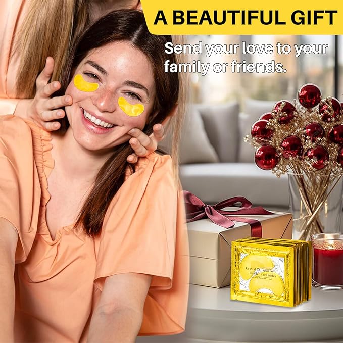 Gold Under Eye Patches - 28 Pairs Golden Glow Under Eye Patches for Dark Circles,Gold Moisturizing Eye Skin Mask for Women,Eye Dark Circles Masks for Bags and Wrinkles