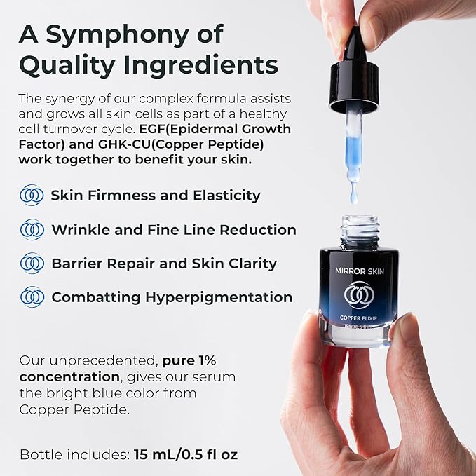 Copper Peptides Face Serum - Boost Collagen & Cell Renewal - Firm, Tone & Glow - Shea Butter, Witch Hazel & Apple Stem Cells - Facial Skin Care Products, Beauty & Self Care - (2 Pack)