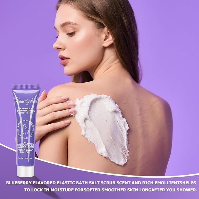 Skin Care Set Hand Foot Cream Blueberry Body Travel Kit, Exfoliating Bath Body Scrub,Spa Body Care Travel Kit, Deep Cleansing & Hydrating