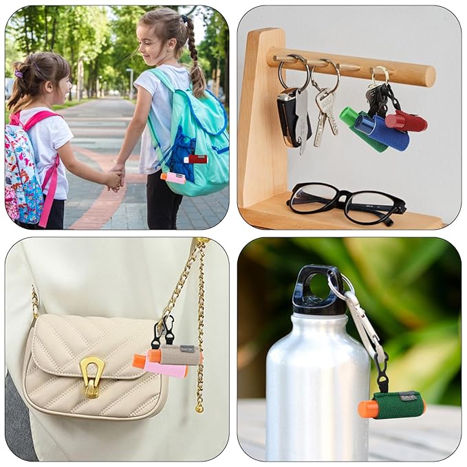 Lip Balm Holder Keychain, 8 Pack Chapstick Keychain with Clip On for Backpacks, Elastic Lipstick Sleeve Holder Keychain Gifts for Friends Women Girls Boys Man
