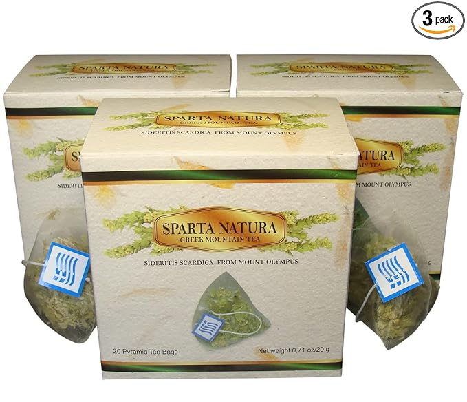 Sparta Natura Organic Greek Mountain Tea in Plastic-Free Pyramid Tea Bags, Easy Steeping, Fresh, Unmixed, Sideritis scardica from Mount Olympus, Pure Herbal Tea for Natural Wellbeing (3)