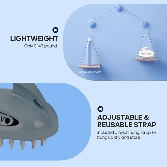 Hair Massager Scalp 3 in1 Scalp Scrubber Silicone Scalp Massager with Three Bristles-Soft, Scalp Scrubber，Medium and Hard Brush for Men Women and Pets,Grey