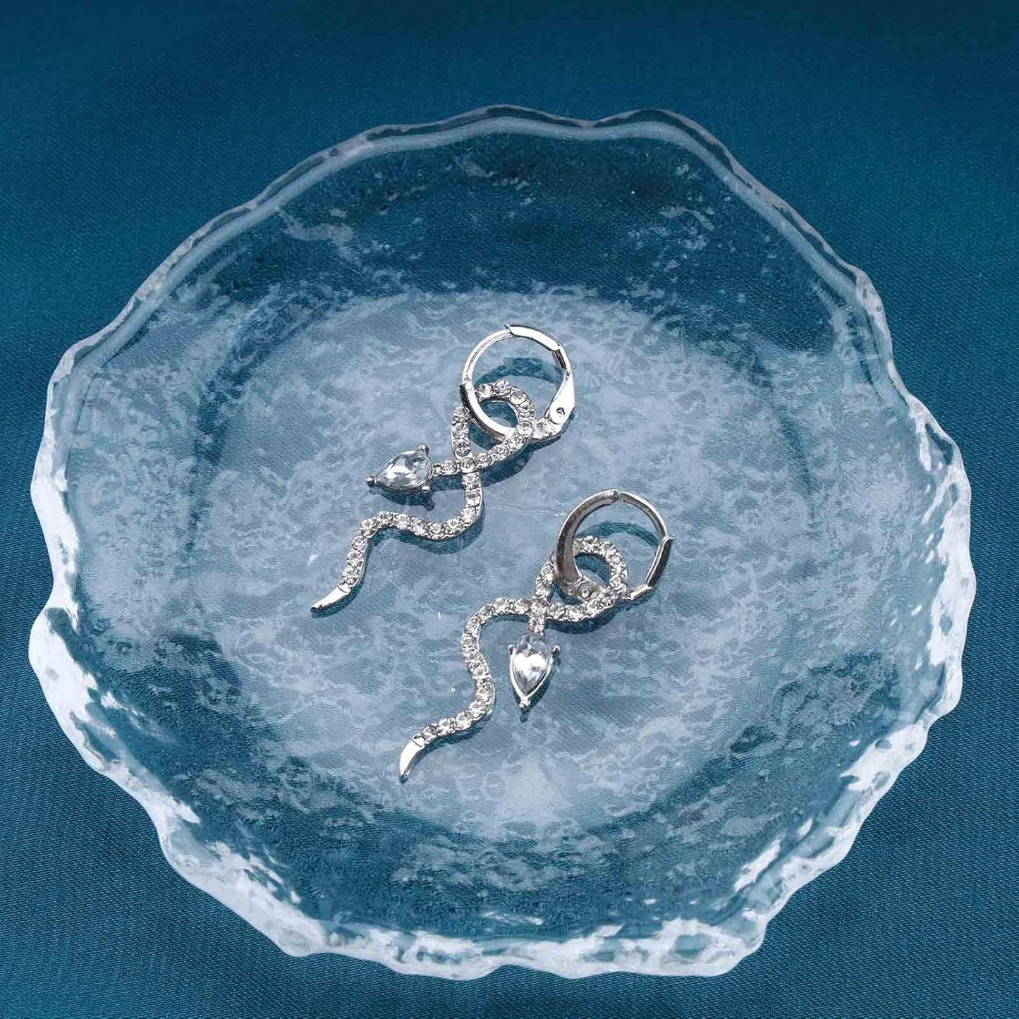 Gothic Crystal Snake Drop Earrings Silver Serpent Earrings Punk Snake Hoop Earrings Unusual Halloween Earrings Jewelry for Women and Girls