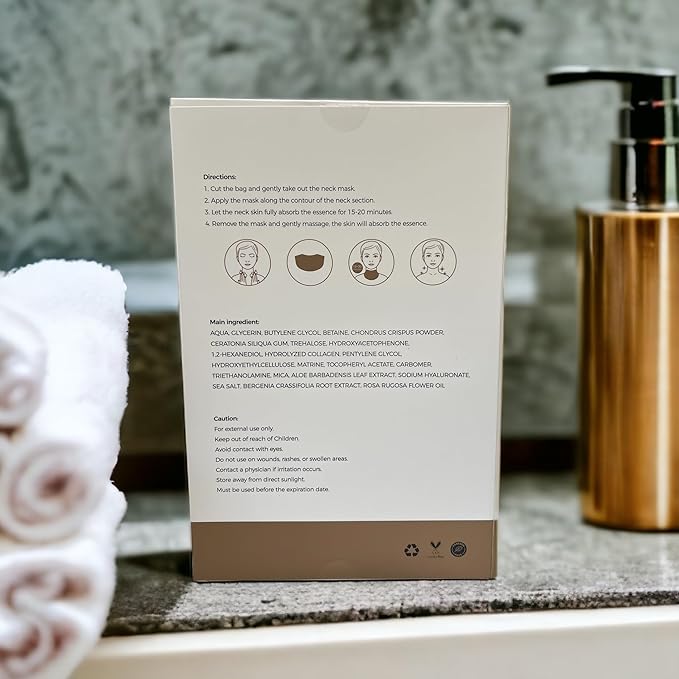 SHAN'ROCK BEAUTISTIC 2pc Luxury Collagen Neck Mask/Anit-Wrinkle Hydrating Neck Mask/Anti-Aging Moisturizing Neck Mask/Rejuvenate and Tighten Collagen Neck Mask