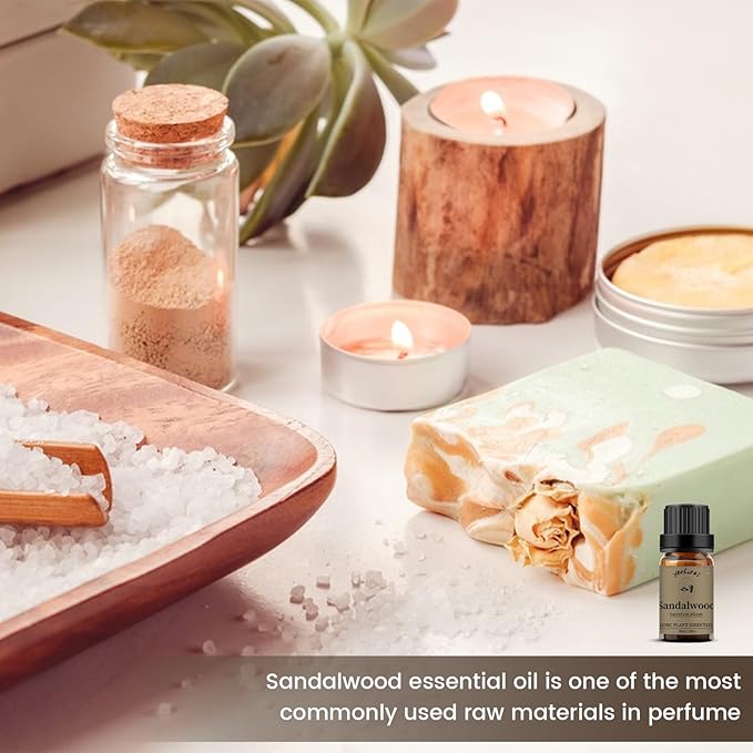 yethious Rose Sandalwood Essential Oil Set 100% Pure Aromatherapy Oils Kit Organic 2 Pack Perfume Oil Set