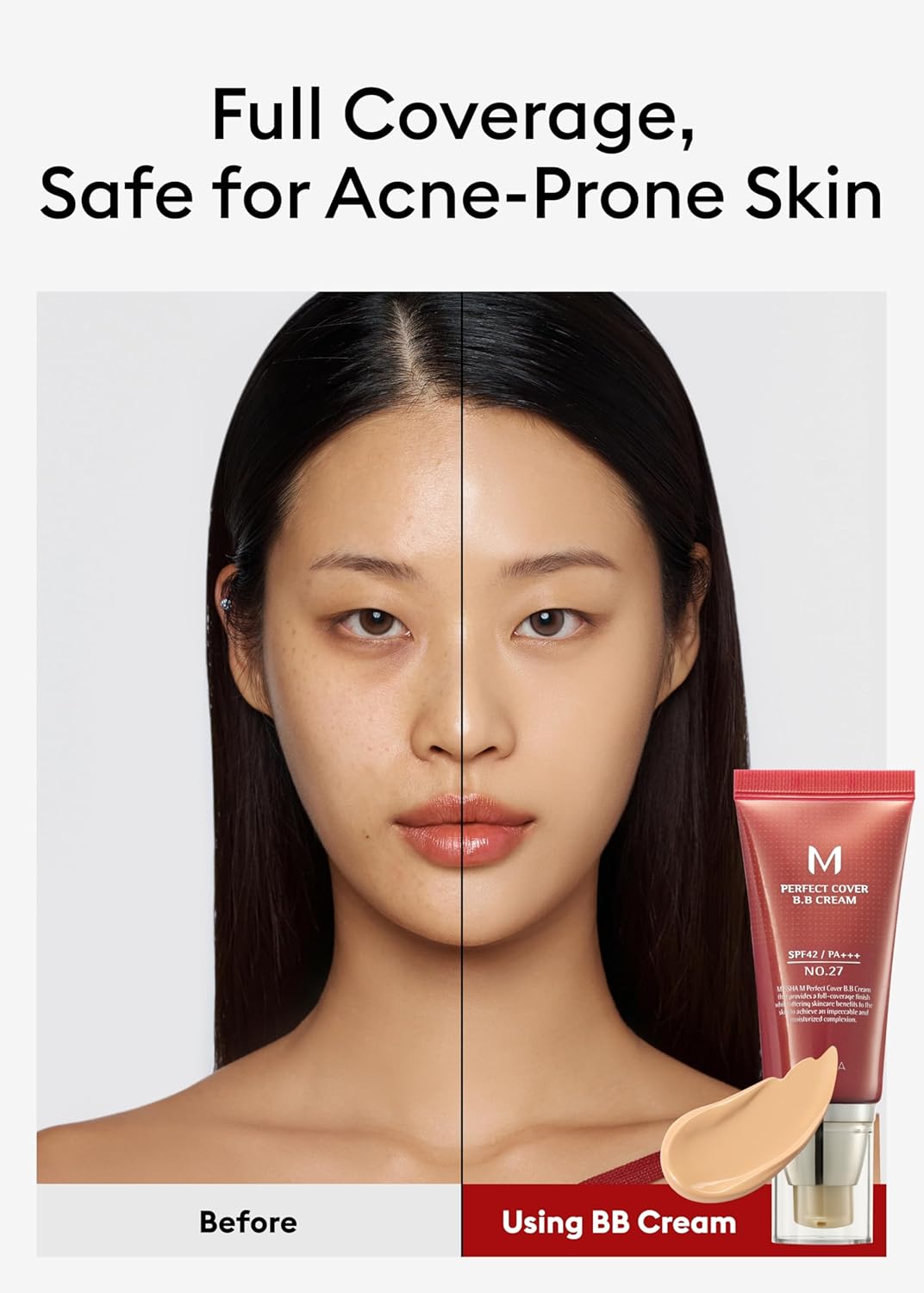 MISSHA M Perfect Cover BB Cream No.27 Honey beige for medium/tan skin SPF 42 PA +++ 1.69 Fl Oz - Tinted Moisturizer for face with SPF