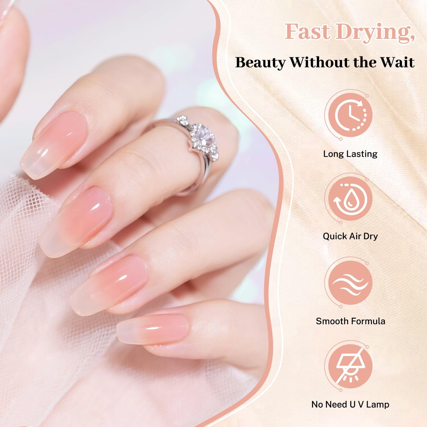 16.5ml Jelly Nude Pink Nail Polish Large Volume Quick Dry Nail Polish, Long Lasting Shine, Fingernail Toenail Nail Art DIY Home Travel Nail Art Gift