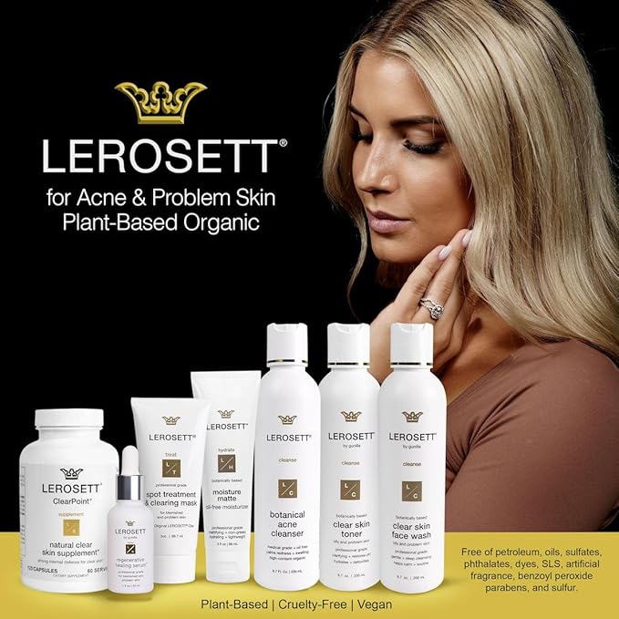 LEROSETT Facial Clay Mask for Acne, Oily Skin, Visibly Tightens Pores. Overnight Spot Treatment for Pimples, Blemishes, Cysts, Blackheads. 100% Natural, Spa-Grade, Made in Sweden Since 1987