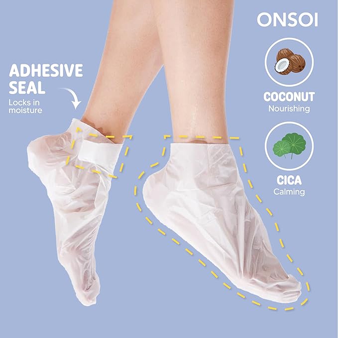 ONSOI 12PK Foot Masks for Soft, Smooth, Moisturizing Foot Mask for Dry Cracked Feet, Baby Feet - Coconut & Shea Butter (12PK Coconut & Shea Butter)
