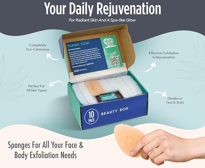 HartFelt Head-to-Toe Exfoliation Beauty Box & Trial Pack Gentle Peach Sensitive Facial Exfoliating Pads, Full Body Spa Scrubs, Perfect Skin Rejuvenation Gift Set