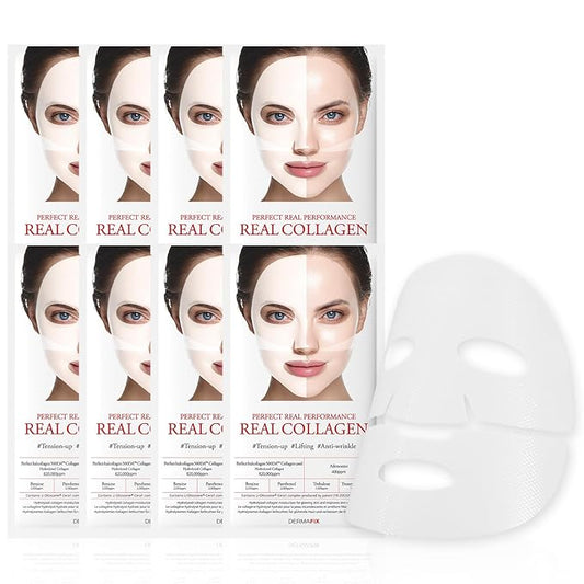REALCOLLAGEN Hydrolyzed Collagen Face Masks, Lifting and Pore Minimizing, 23g each, Value Pack of 8