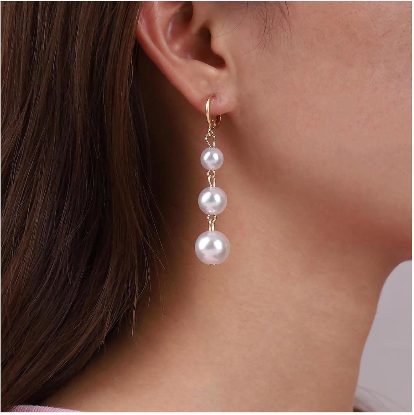 Vintage Pearl Drop Earrings Gold Long Tassel Pearl Earrings Pearl Chain Dangle Earrings Pearl Huggie Hoop Earrings Jewelry for Women