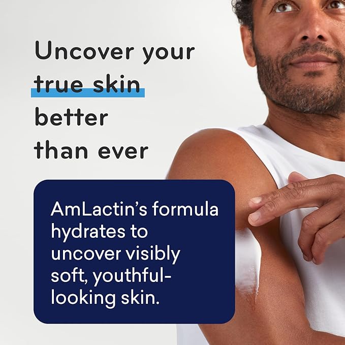 AmLactin Intensive Healing Body Lotion for Dry Skin, 7.9 oz Pump Bottle, 2-in-1 Exfoliator and Moisturizer with Ceramides and 15% Lactic Acid for 24-Hour Relief from Dry Skin (Packaging May Vary)