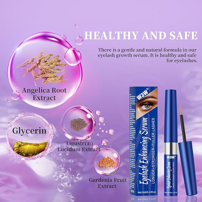 Lash Serum, W3W Eyelash Growth Serum, Eyelash Serum, Lash Serum for Boost Lash Growth Serum, Advanced Formula for Longer, Fuller, and Thicker Lashes, 3 ML (Blue)