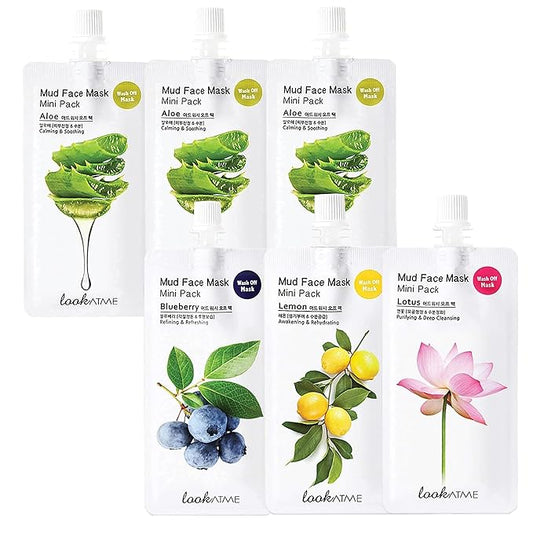 Skincare Face Masks (Random 6pks), Clay Face Masks Skincare for Women, Korean Skin Care with Kaolin and Bentonite Clay, Natural Brightening Hydrating Facial Mask, Pore Minimizer Set For Teens, Kids