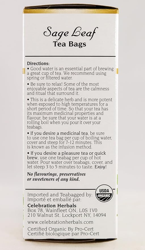 CELEBRATION HERBALS Sage Leaf Organic 24 Bag, 0.02 Pound