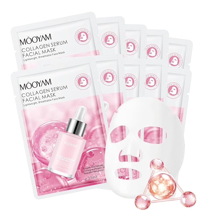 Peel Off Face Mask for Women & Men+Collagen Face Mask Sheet Pack of 10