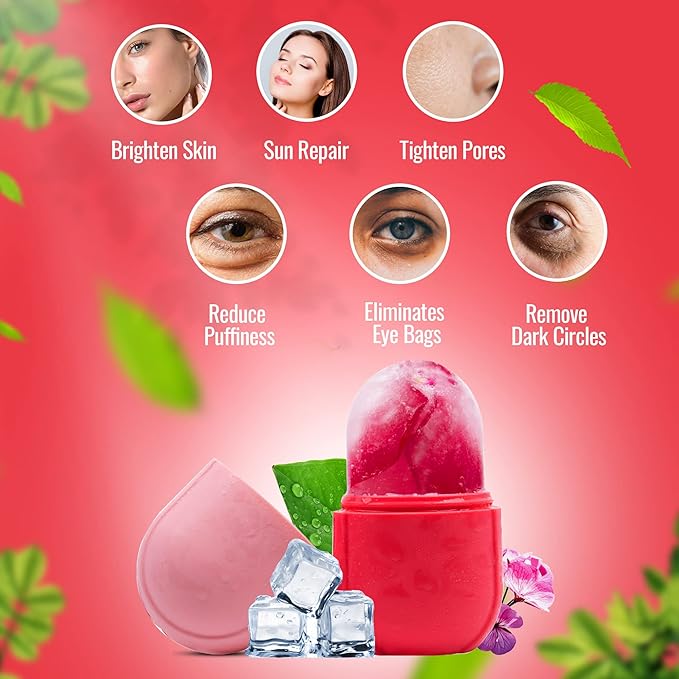 Silicone Face Ice Roller Mold for at Home DIY Skin Care Infusions - Eye Puffiness Relief, Cooling Massage Reduces Swelling, Shrinks Pores & Gives Glow