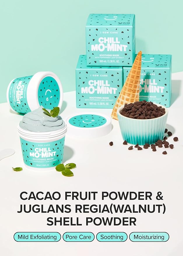 I DEW CARE Wash Off Face Mask - Chill Mo-Mint | Soothing Mask with Peppermint Leaf Extract, Korean Face Mask Skin Care for Face, 3.38 Oz