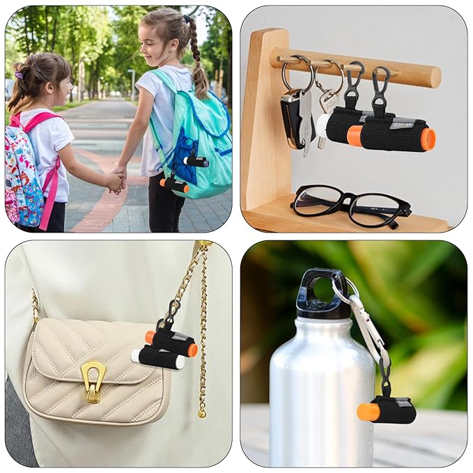 Lip Balm Holder, 4Pcs Chapstick Holder with Clip On for Backpacks, Elastic Lipstick Sleeve Holder Gifts for Friends Women Girls Boys Man, Black