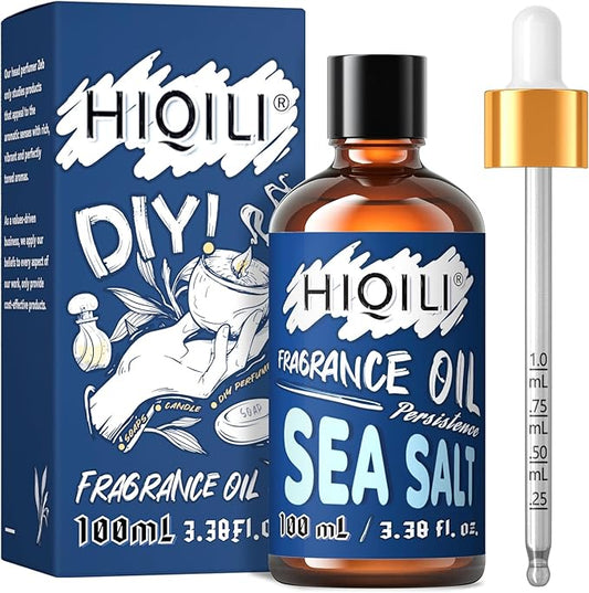 HIQILI Sea Salt Essential Oil 100ml - Fragrance Oil for Candle Making, Homemade Soap, Fresh Scented Oil for Diffusers, Aromatherapy, Laundry 3.38 Fl Oz