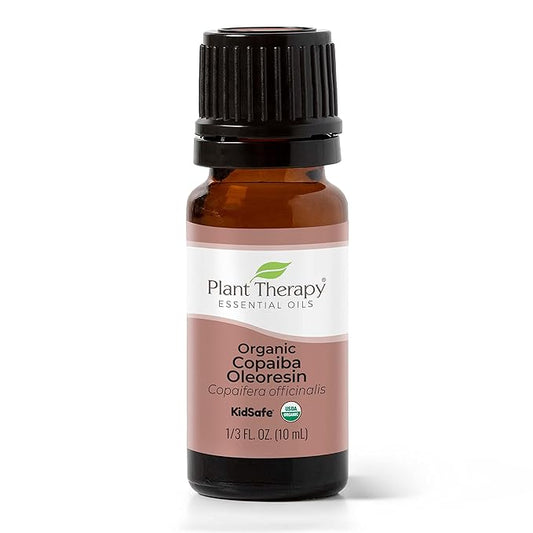 Plant Therapy Copaiba Oleoresin Organic Essential Oil 100% Pure, Undiluted, Natural Aromatherapy for Diffuser & Skin, Therapeutic Grade 10 mL (1/3 oz) Organic Copaiba Oil for Calming, Massage, Candles