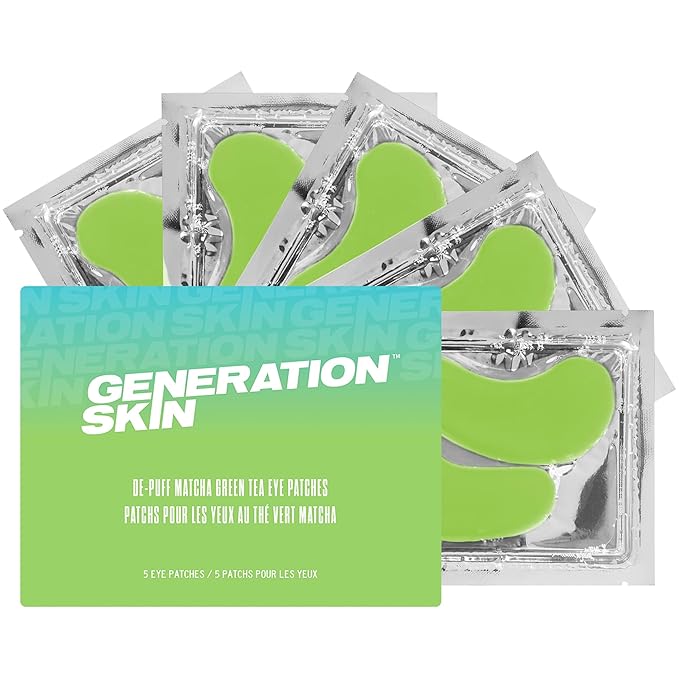 Eye Patches for Dark Circles and Puffiness, Under Eye Mask with Hyaluronic Acid and Matcha Green Tea, Vegan and Cruelty-Free Under Eye Patches, Green Tea Eye Masks, 5-Pack