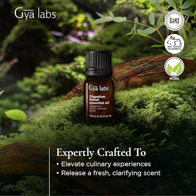 Gya Labs Digestion Relief Essential Oil Blend - 100% Pure Natural, Fresh & Herbaceous Scent (0.34 Fl Oz)