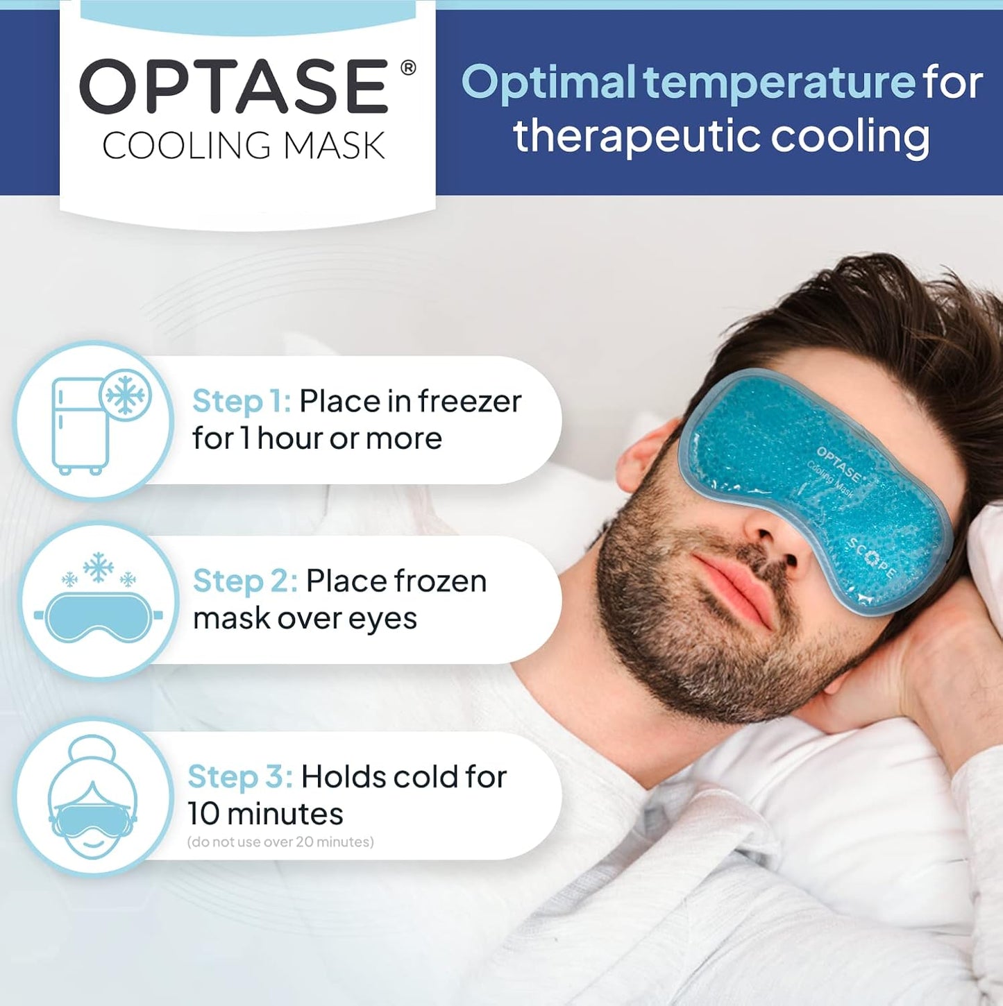 OPTASE Cooling Eye Mask - Gel Eye Mask for Seasonal Inflammation Relief - Premium Cold Eye Mask with HydroCool Technology - Cold Eye Compress for Puffy Eyes - Symptom Relief Eye Gel Mask for Dry Eye
