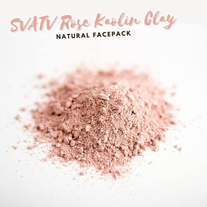 SVATV Kaolin Clay Rose Natural For Face Mask Herbal Skin Face Powder Makeup, Bath Bomb Clay, DYI Spa Mud Mask For Face & Hair & Soap Making For Men & Women 227g, Half Pound
