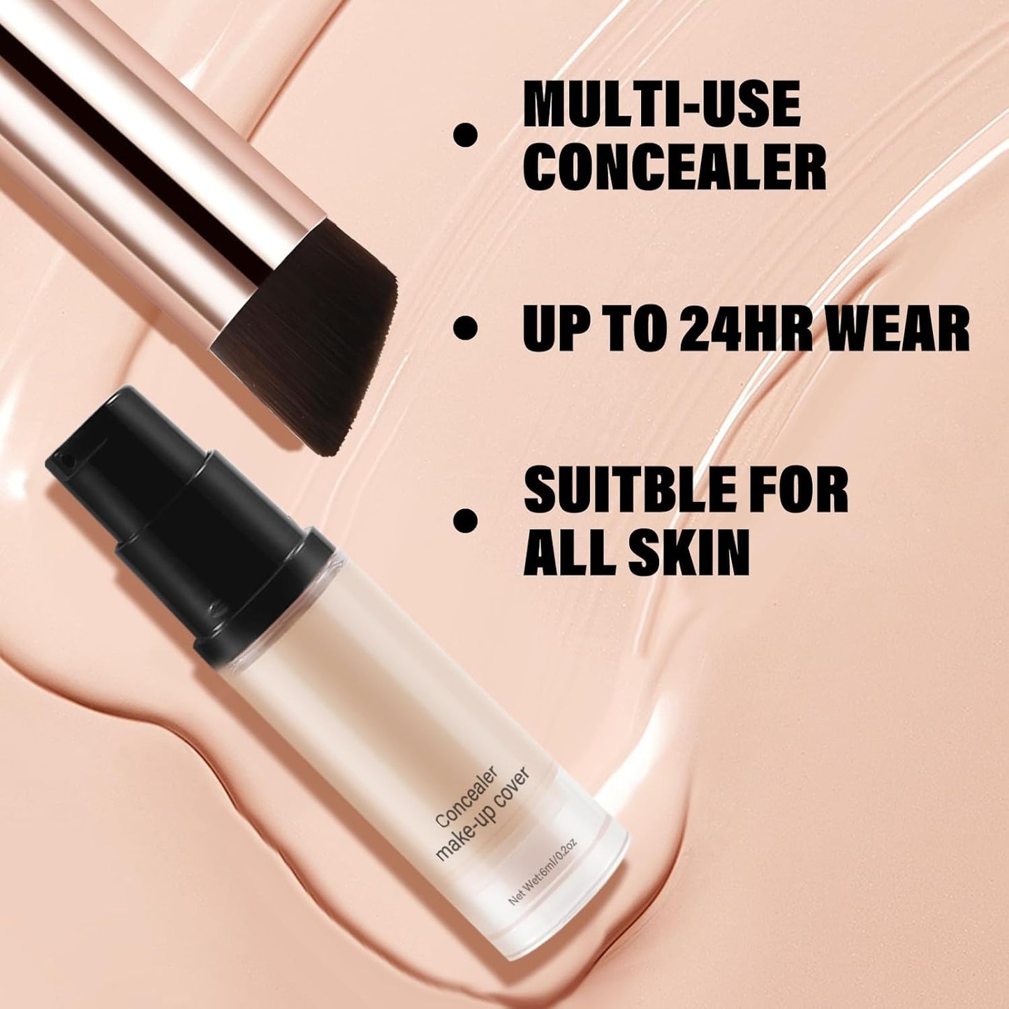 2pcs Liquid Concealer Set with Brush,Full Cover,Concealer Wand with Matte Finish,Corrects，Covers，Long Wear Up to 24hr