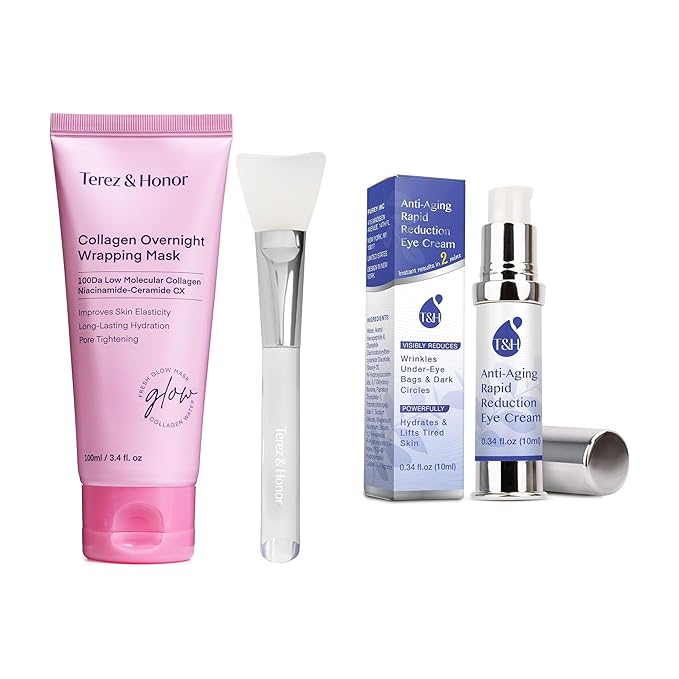 TEREZ & HONOR Rapid Reduction Under-Eye Cream & Collagen Overnight Wrapping Peel-Off Mask