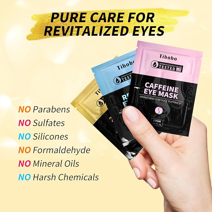 Under Eye Patches(24 Pairs), 24K Gold, Caffeine, Retinol Eye Masks for Puffy Eyes, Wrinkles, Dark Circles, Undereye Bags Treatment - Restoring & Awakening & Moisturizer Skin care Gift for Women