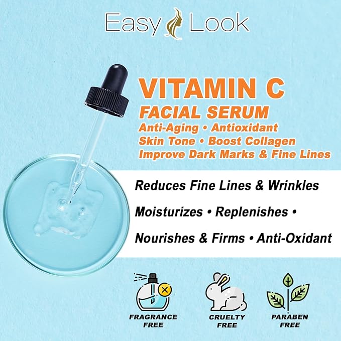 Vitamin C Face Serum – Anti Aging Facial Serum with Vitamin C, for Dark Spots, Even Skin Tone, Eye Area, Fine Lines & Wrinkles, 2 Fl Oz