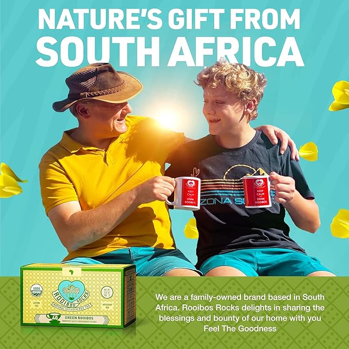 Organic Green Rooibos Tea Bags - 40 Rooibos Green Tea Bags – Naturally Sweet Herbal Tea Rich in Antioxidants – Kid & Pregnancy Safe Tea - USDA Organic Rooibos Tea, Lighter-Bodied Caffeine Free Tea