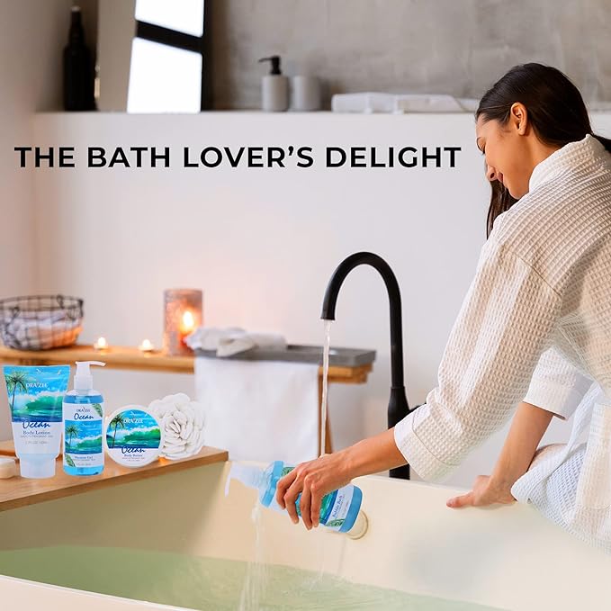 Draizee Mothers Day Gifts for Mom - Spa Gift Baskets for Women - 8 Pcs Luxury Ocean Scented Heel Shoe Design Bath and Body Spa Set-Self Care Package for Women, Presents for Mom, Body Care Set for Her