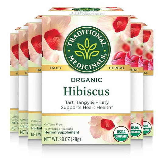 Traditional Medicinals - Organic Hibiscus Herbal Tea (6 Pack) - Supports Heart Health - 96 Tea Bags Total