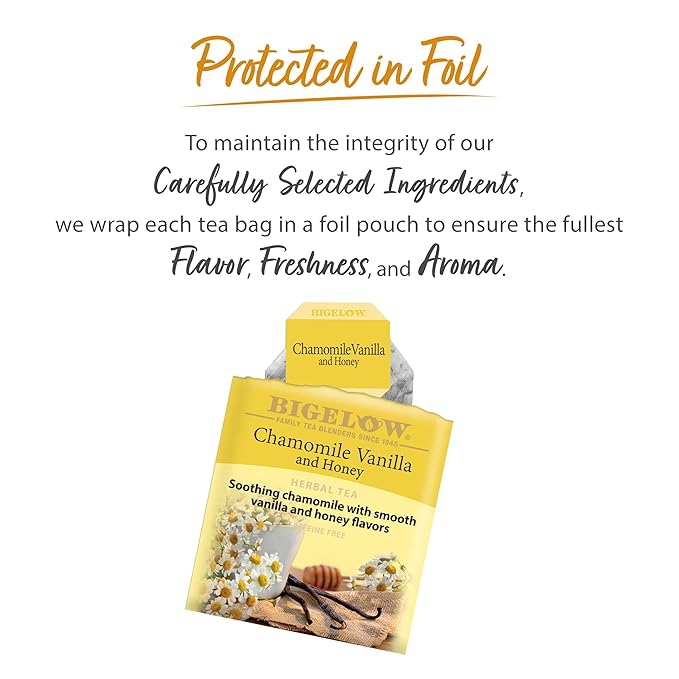 Bigelow Tea Chamomile Vanilla with Honey Herbal Tea, Caffeine Free Tea with Chamomile Vanilla, 20 Count Box (Pack of 6), 120 Total Tea Bags