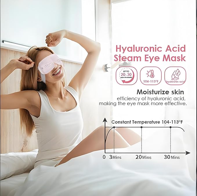 Disposable Hyaluronic Acid Eye Masks for Sleep & Relaxation, Heated Steam Eye Masks for Spa & Travel,Relieving Dry Eyes, Dark Circles & Puffiness, Gifts for Women,Rose 10 Packs