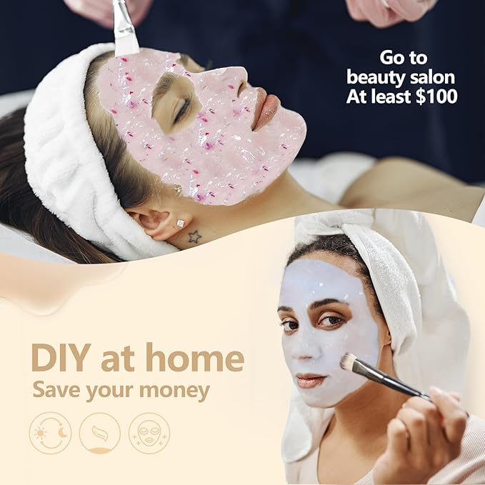 Jelly Mask for Facials, Hydrating & Moisturizing Peel-Off Rubber Gel Face Mask Skin Care for Deep Hydration & Glow, 23 Fl Oz Jar Professional Spa Use for All Skin Types with 24K Gold