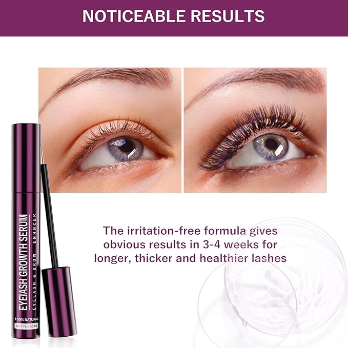 EYELASH Growth Serum for Longer Fuller Healthier Eyelashes and Brows Natural Formula 5ML (5ML, Count, 1)